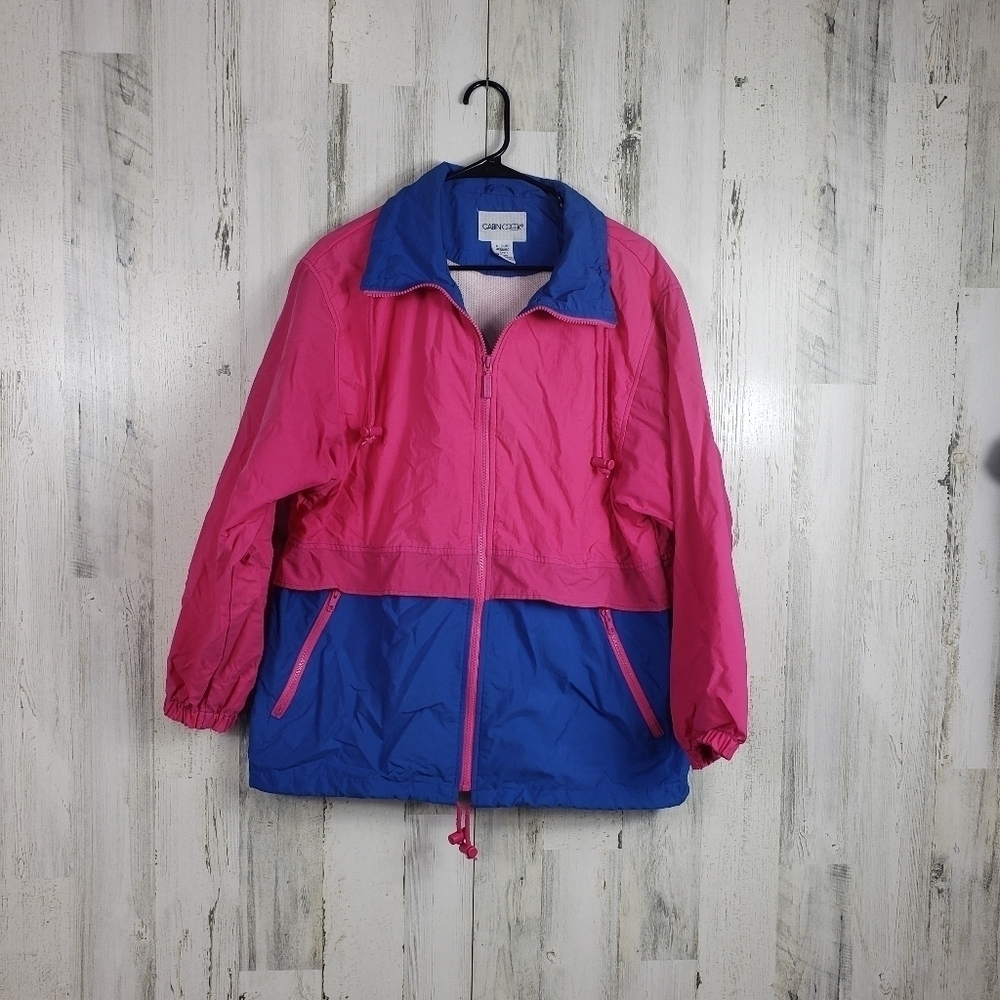 Cabin creek pink, blue windbreaker size M